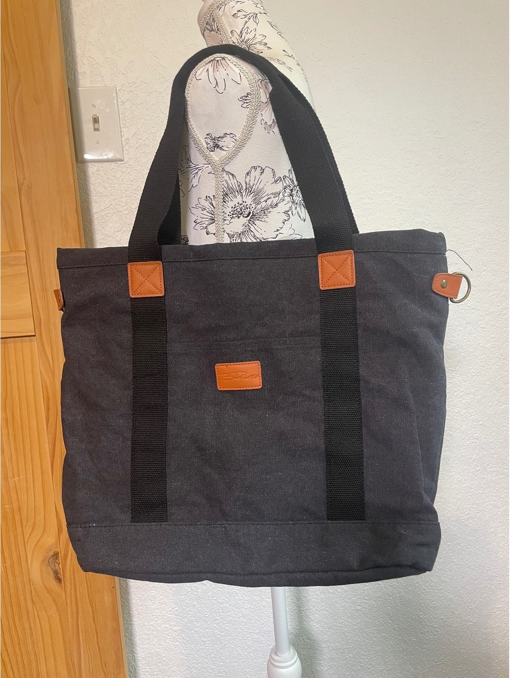 Bella Russu black wash canvas tote